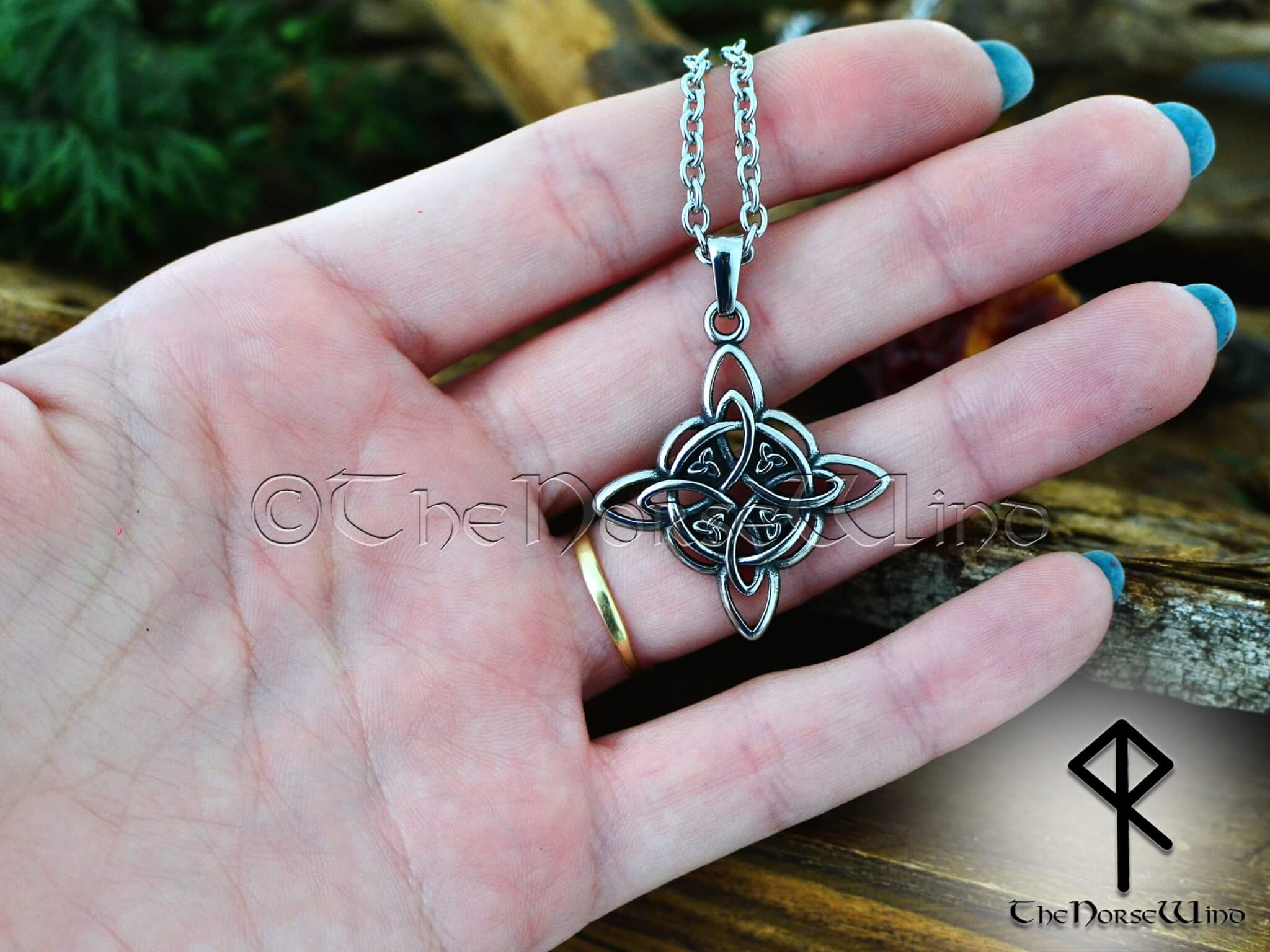 Nordic Compass Rune Witch Celtic Knot Necklace