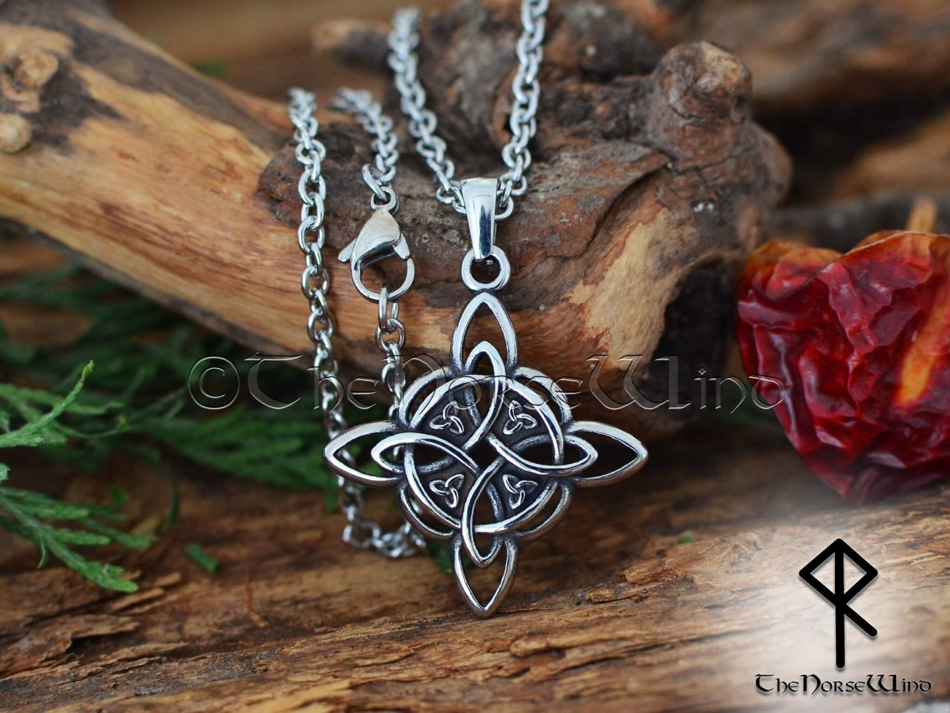 SIPURIS Celtic Dara Knot Necklace | Stainless Steel Infinity Knot Pendant For Women & Men | Pagan Wiccan Irish Talisman Jewelry
