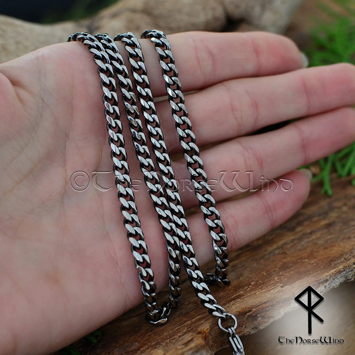 Cuban Link Viking Necklace - 5mm Stainless Steel Curb Chain
