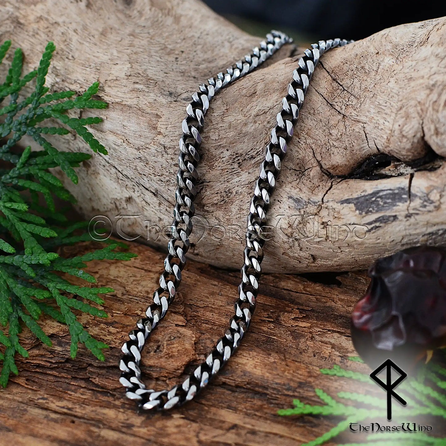 Cuban Link Viking Necklace - 5mm Stainless Steel Curb Chain