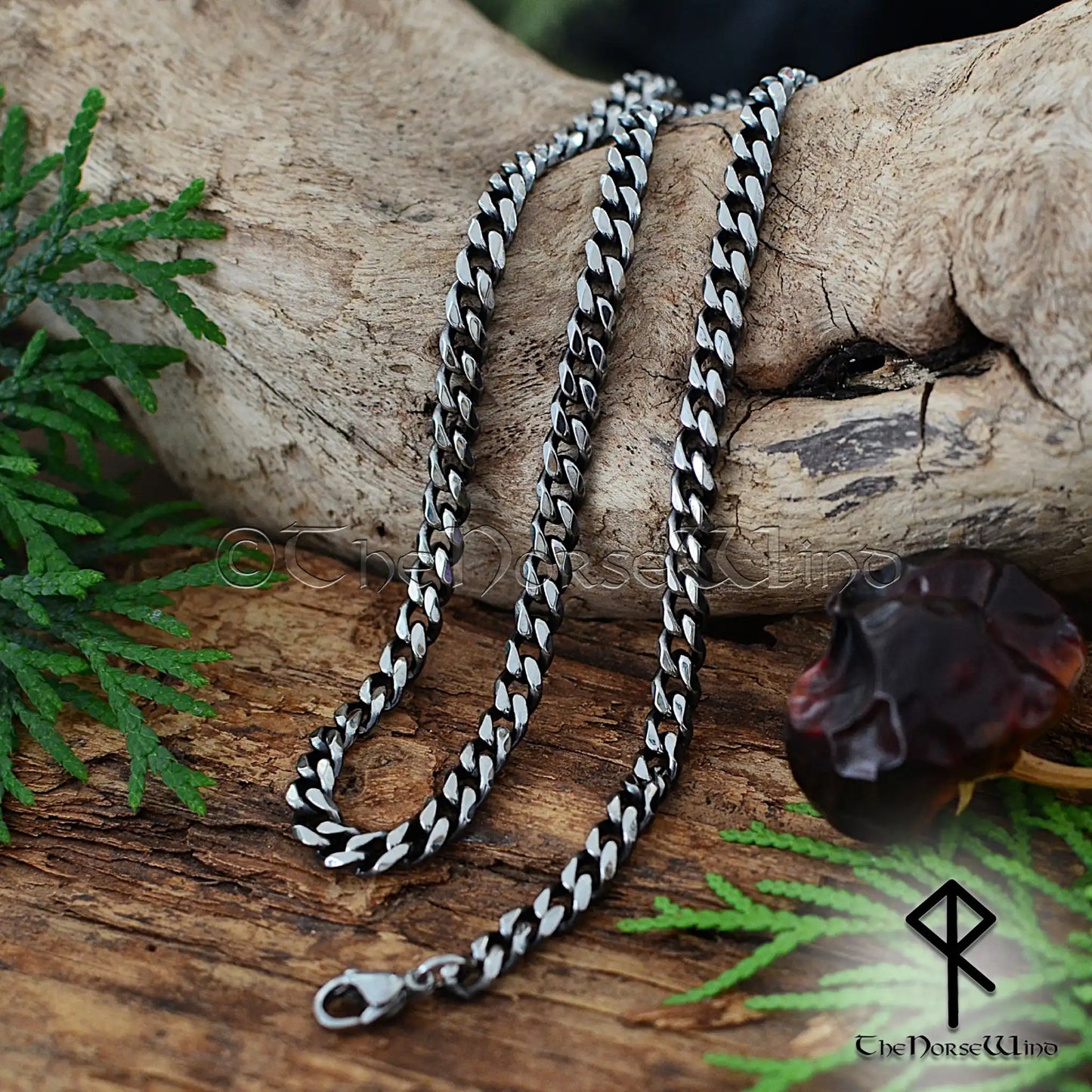 Cuban Link Viking Necklace - 5mm Stainless Steel Curb Chain