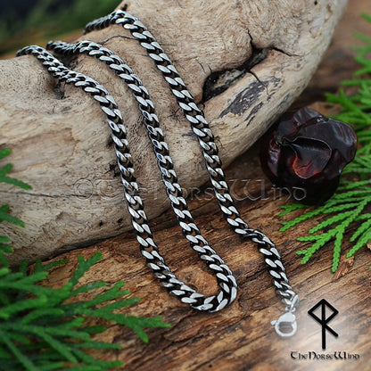 Cuban Link Viking Necklace - 5mm Stainless Steel Curb Chain
