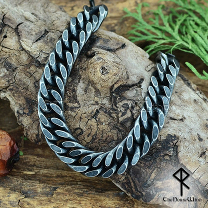 Solid Cuban Link Chain Bracelet 13mm, Gunmetal Stainless Steel