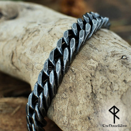 Solid Cuban Link Chain Bracelet 13mm, Gunmetal Stainless Steel