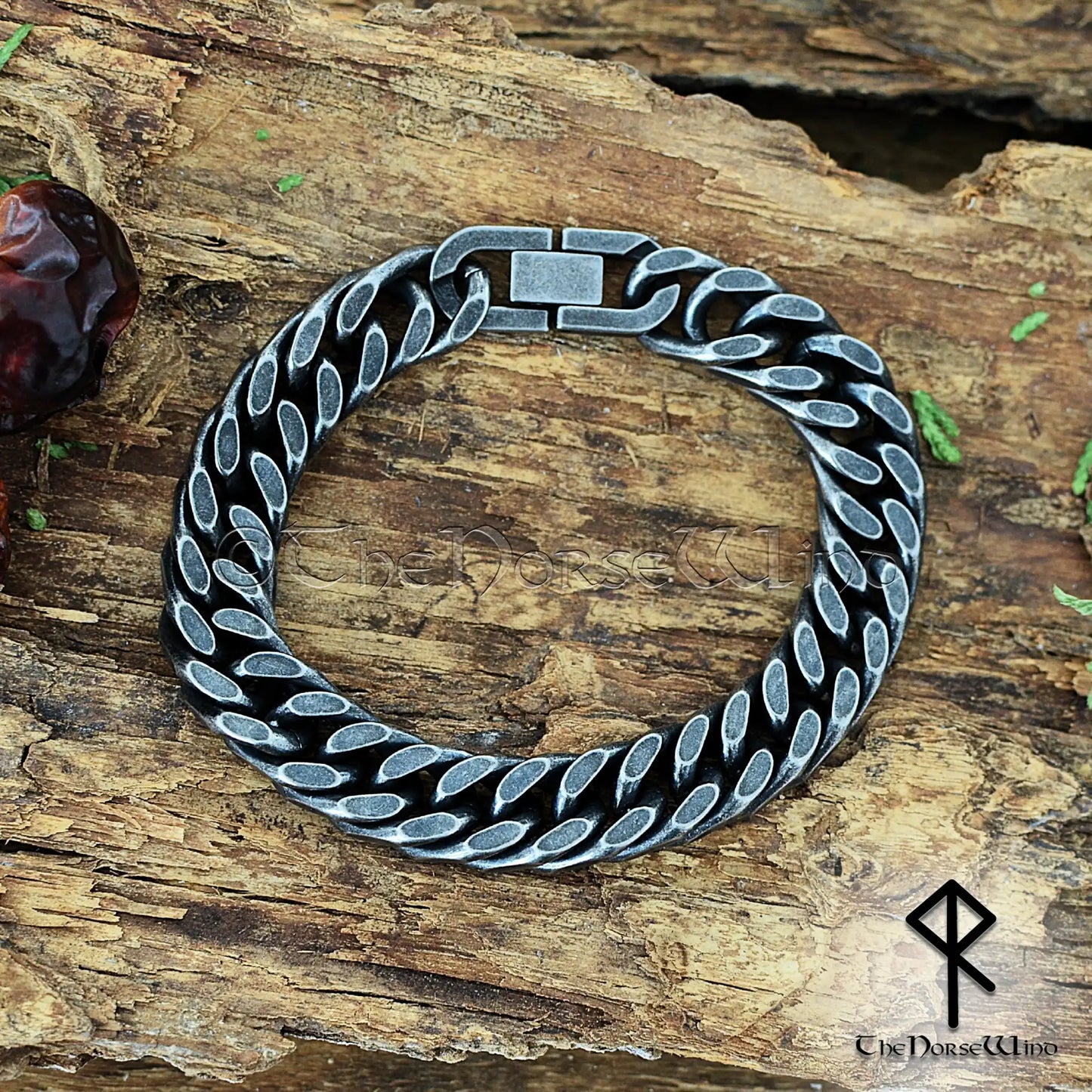 Solid Cuban Link Chain Bracelet 13mm, Gunmetal Stainless Steel