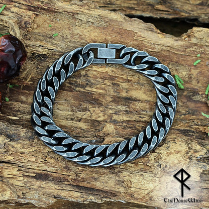 Solid Cuban Link Chain Bracelet 13mm, Gunmetal Stainless Steel