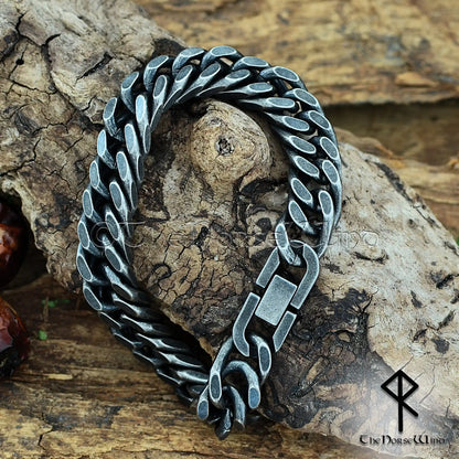 Solid Cuban Link Chain Bracelet 13mm, Gunmetal Stainless Steel