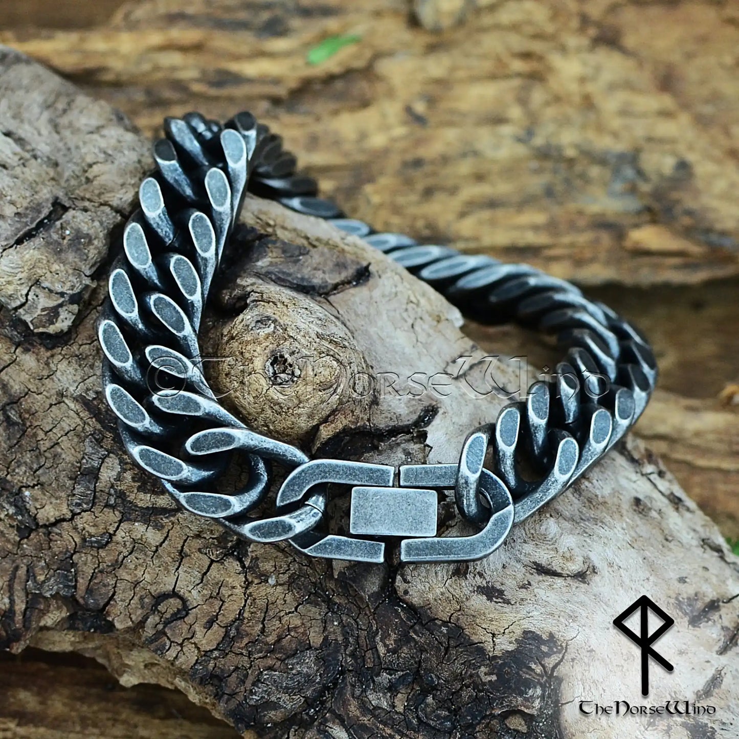 Solid Cuban Link Chain Bracelet 13mm, Gunmetal Stainless Steel