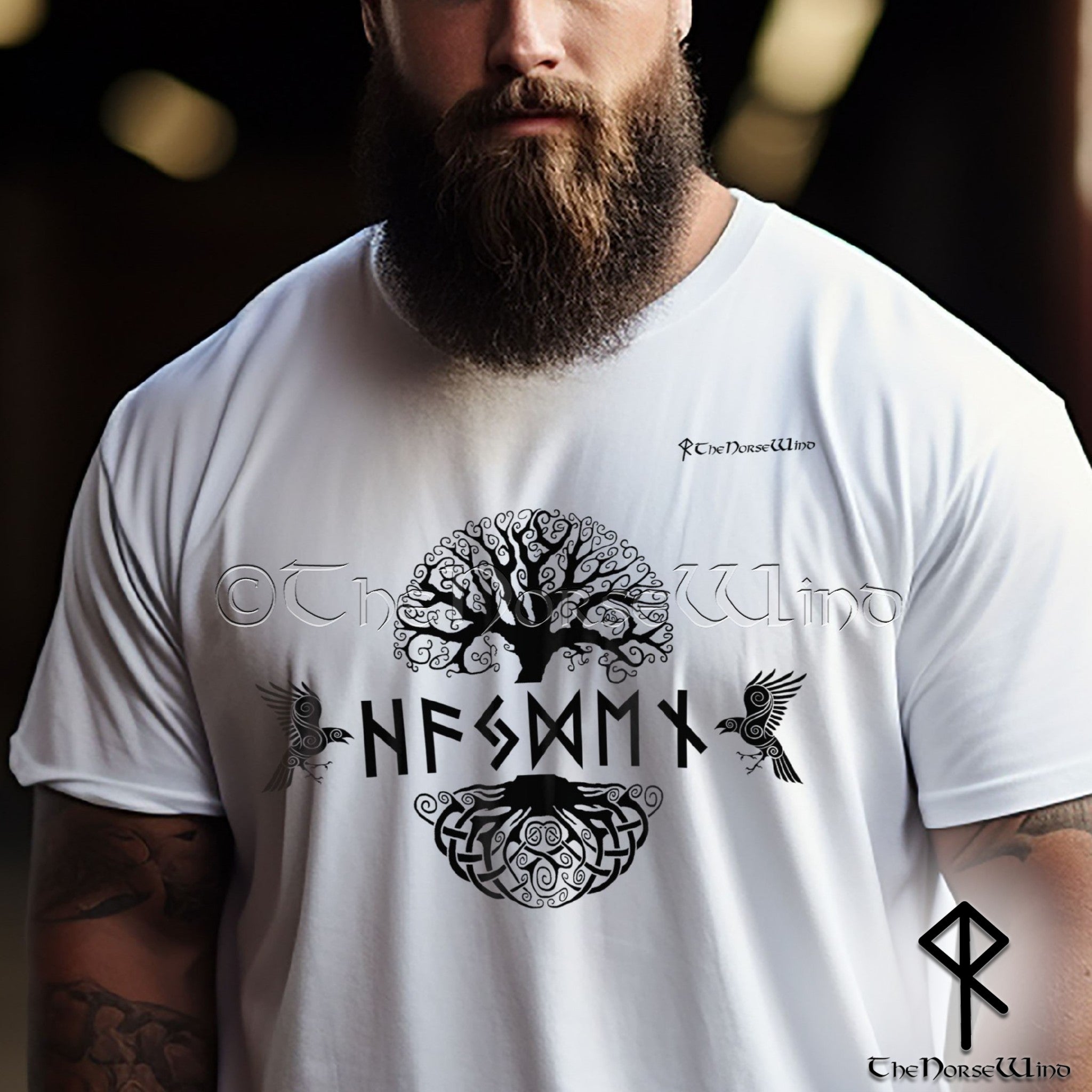 Custom Viking T Shirt Name in Runes Yggdrasil Ravens Tee S 5XL