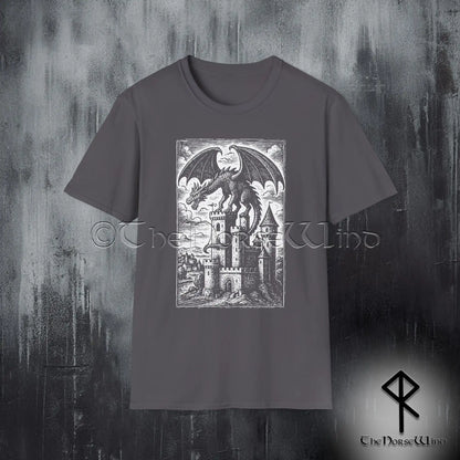 Medieval Dragon Castle T-Shirt - Gothic Fantasy Tee