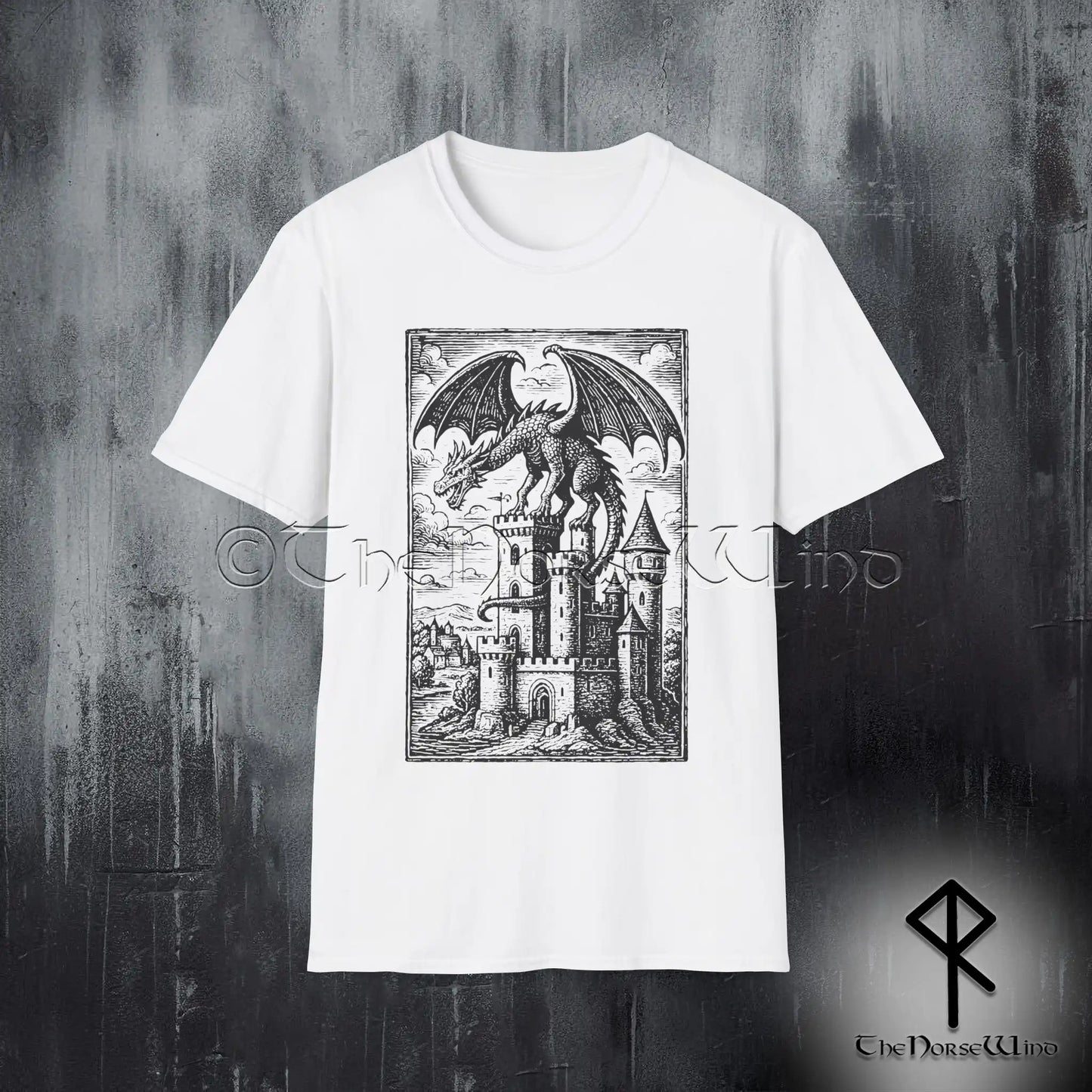 Medieval Dragon Castle T-Shirt - Gothic Fantasy Tee