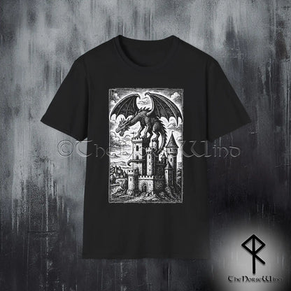 Medieval Dragon Castle T-Shirt - Gothic Fantasy Tee