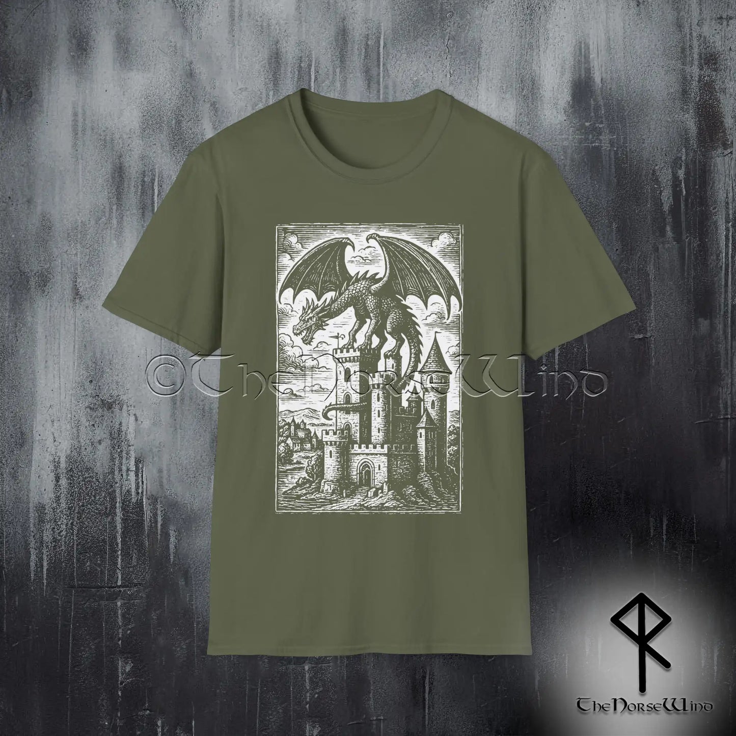 Medieval Dragon Castle T-Shirt - Gothic Fantasy Tee