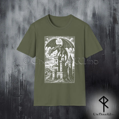 Medieval Dragon Castle T-Shirt - Gothic Fantasy Tee