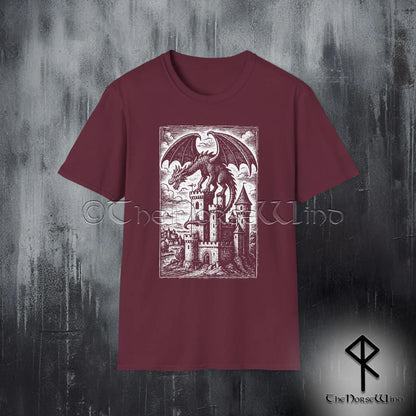 Medieval Dragon Castle T-Shirt - Gothic Fantasy Tee