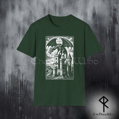 Medieval Dragon Castle T-Shirt - Gothic Fantasy Tee