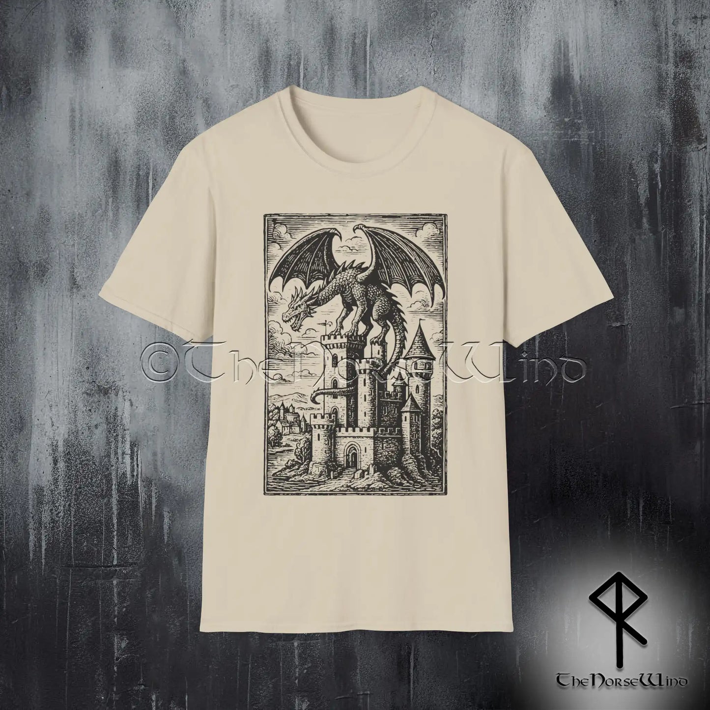 Medieval Dragon Castle T-Shirt - Gothic Fantasy Tee