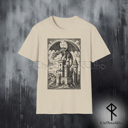 Medieval Dragon Castle T-Shirt - Gothic Fantasy Tee