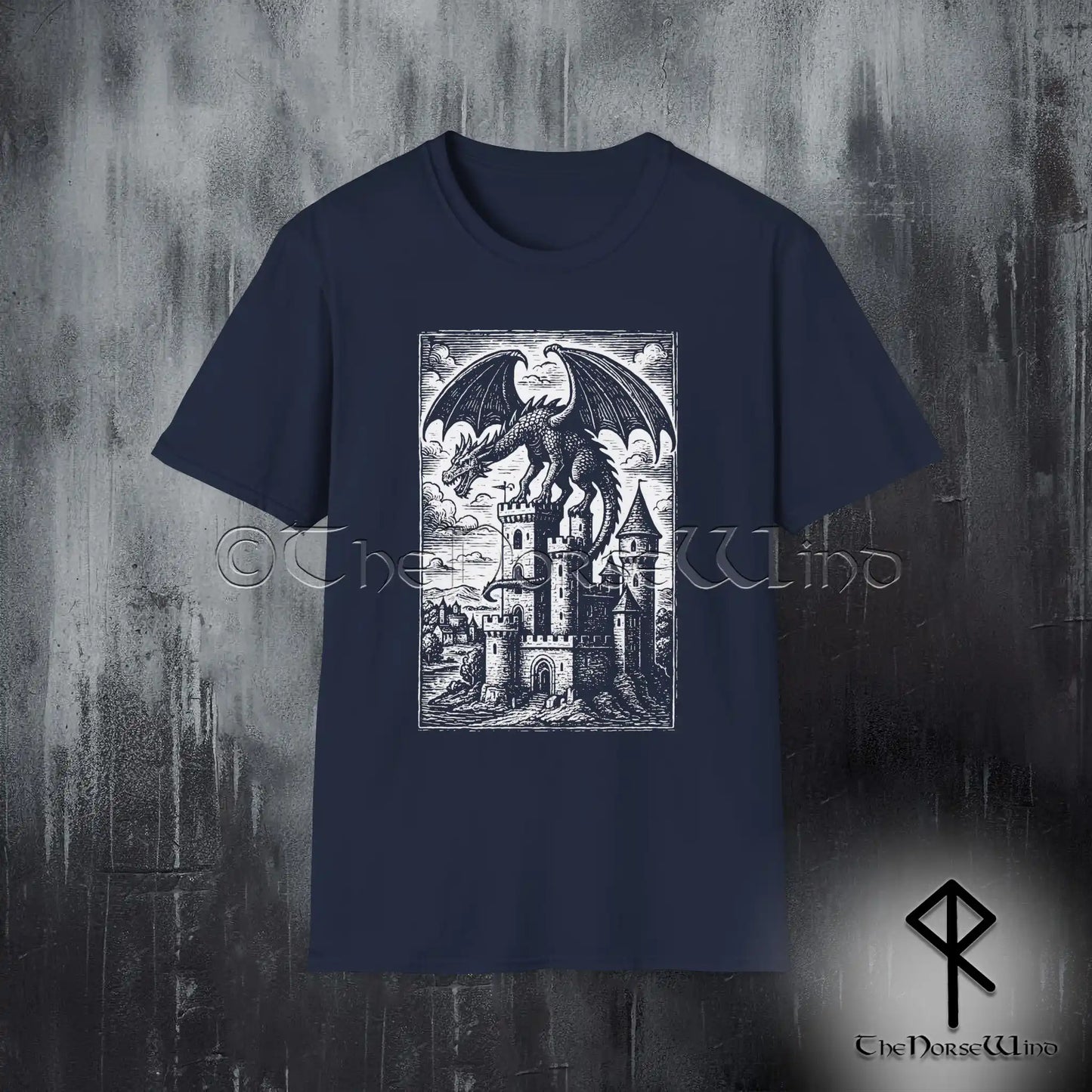 Medieval Dragon Castle T-Shirt - Gothic Fantasy Tee