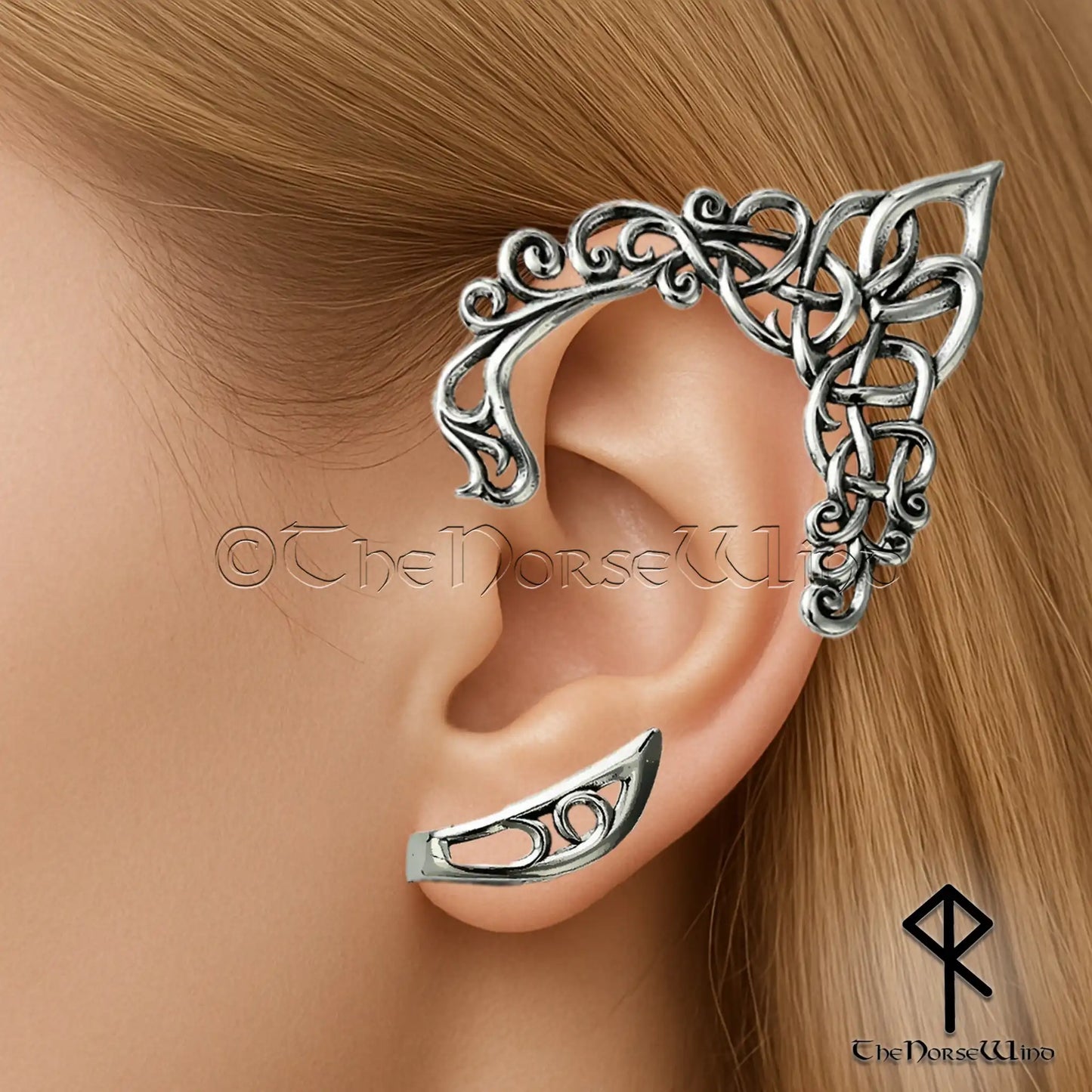 Gothic Elf Ear Cuff Earrings – No Piercing, Forest Vine | 316L Stainless Steel