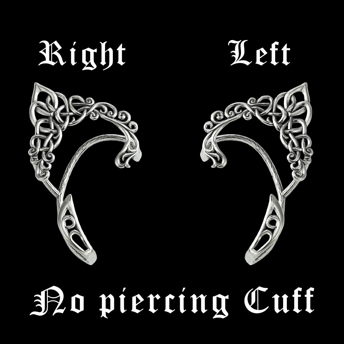 Gothic Elf Ear Cuff Earrings – No Piercing, Forest Vine | 316L Stainless Steel