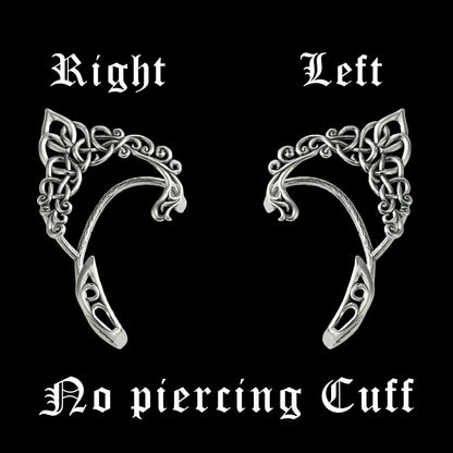 Gothic Elf Ear Cuff Earrings – No Piercing, Forest Vine | 316L Stainless Steel