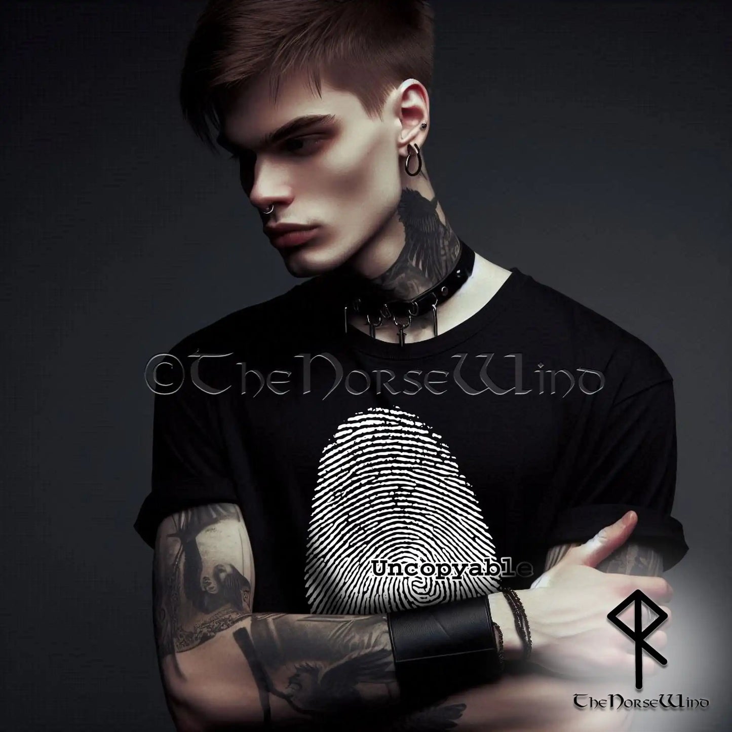Alternative Fingerprint T-Shirt – Uncopyable Rebellious Identity Grunge Goth Tee