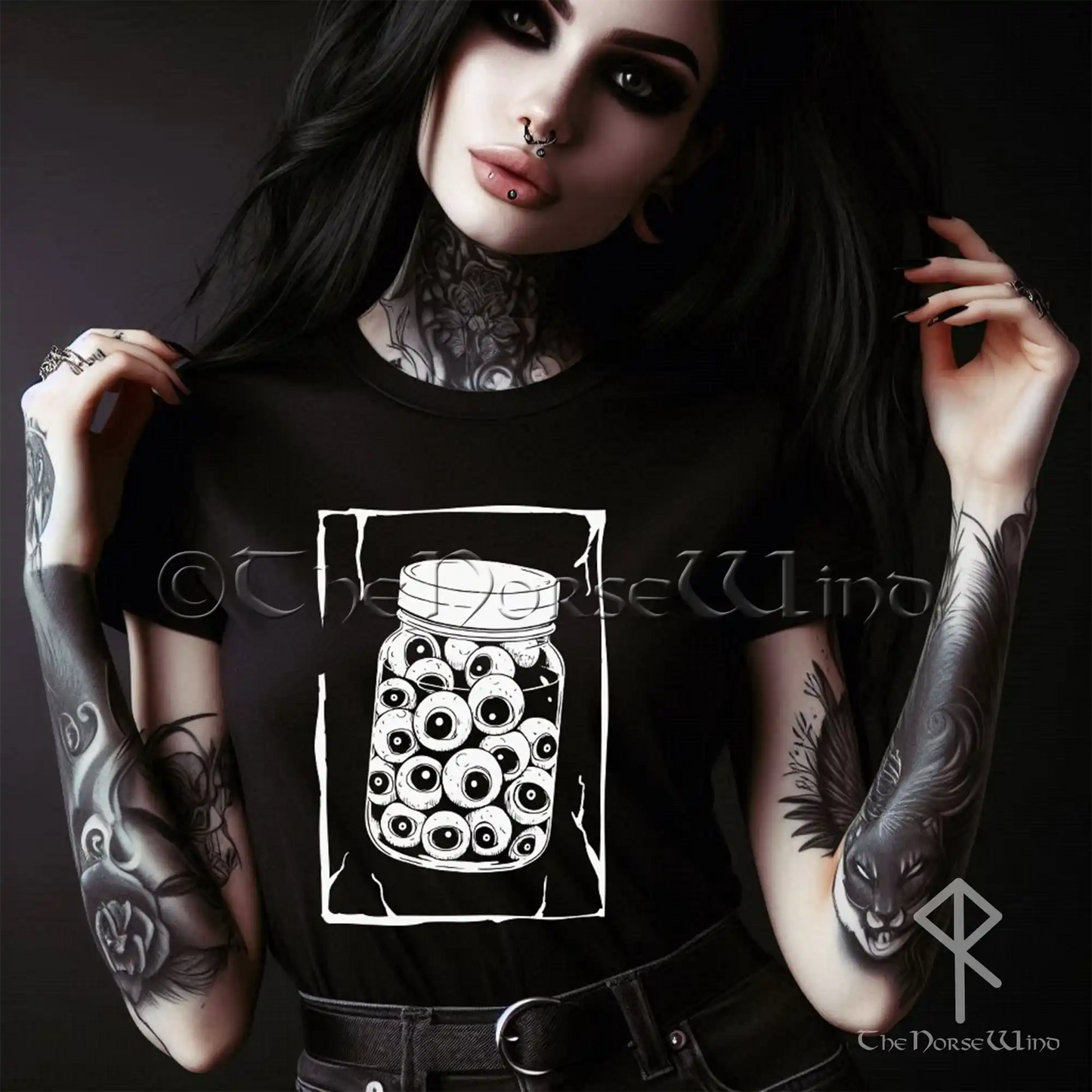 Gothic Eyeball Jar T-Shirt - Grunge Horror Weirdcore Fashion - Creepy Alt Clothing