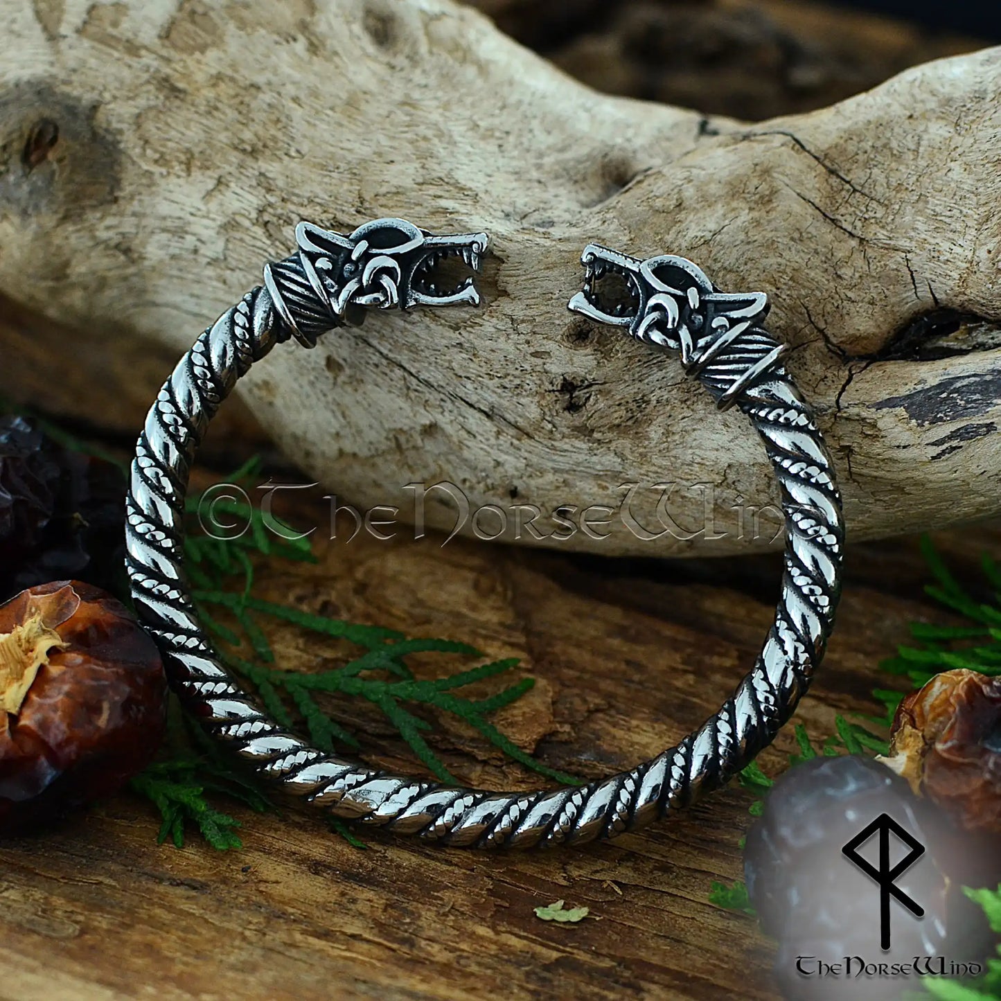 Heavy Viking arm ring inspired by Fenrir wolf mythology