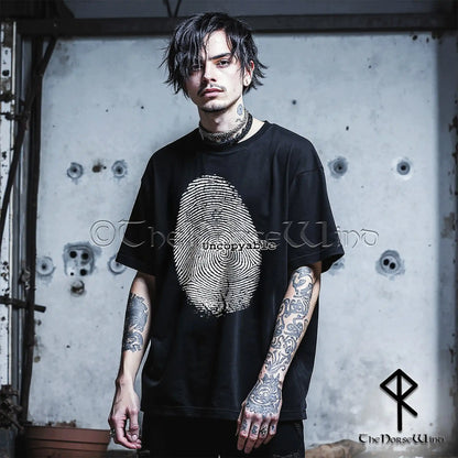 Alternative Fingerprint T-Shirt – Uncopyable Rebellious Identity Grunge Goth Tee