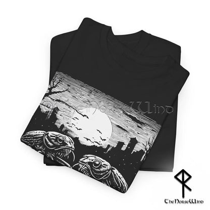 Weird Gothic T-Shirt – Cockroaches Under the Moon Linocut Shirt | Dark Alternative Tee