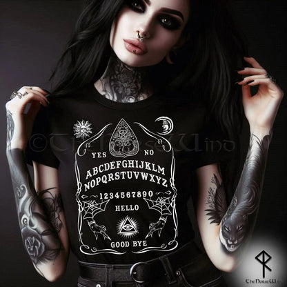 Ouija Board T-Shirt, Schwarzes Gothic T-Shirt, Wicca Kleidung Unisex S-5XL