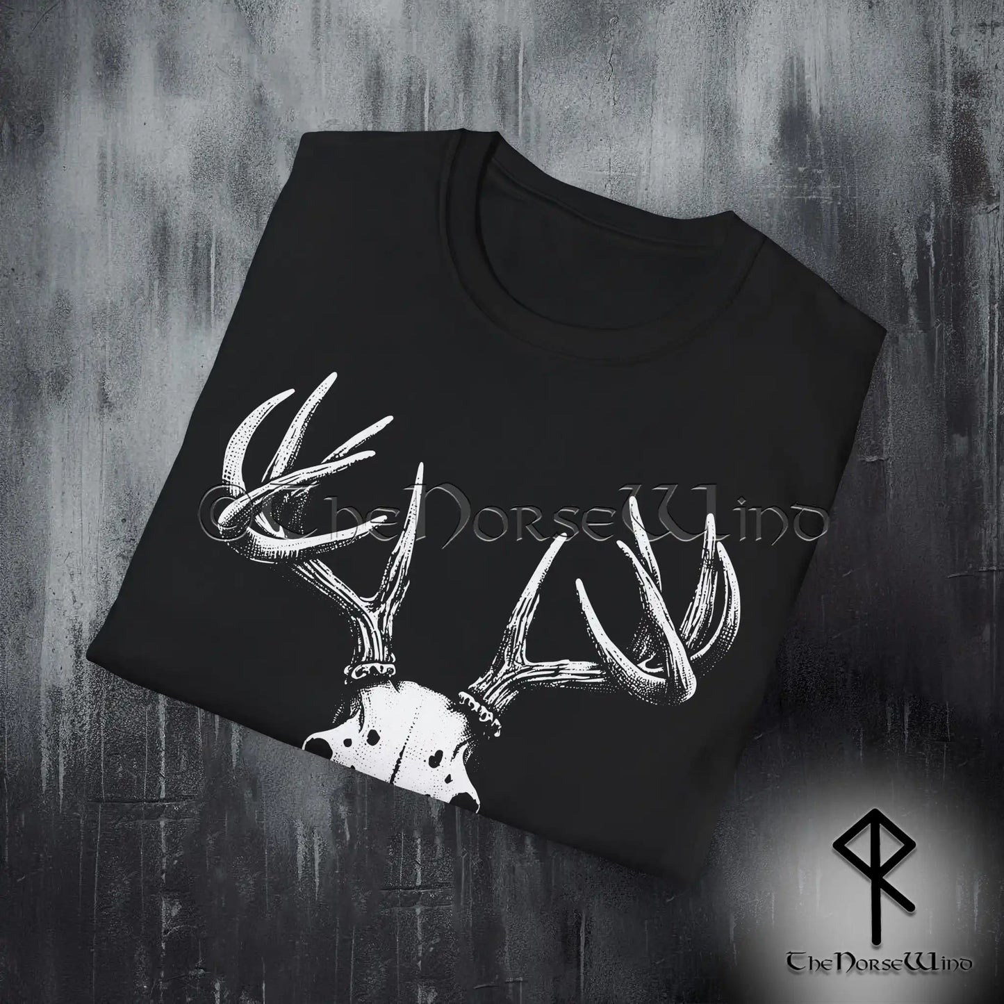 Gothic Deer Skull T-Shirt – Wendigo Horror Stag Antlers Tee