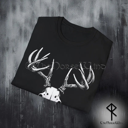 Gothic Deer Skull T-Shirt – Wendigo Horror Stag Antlers Tee