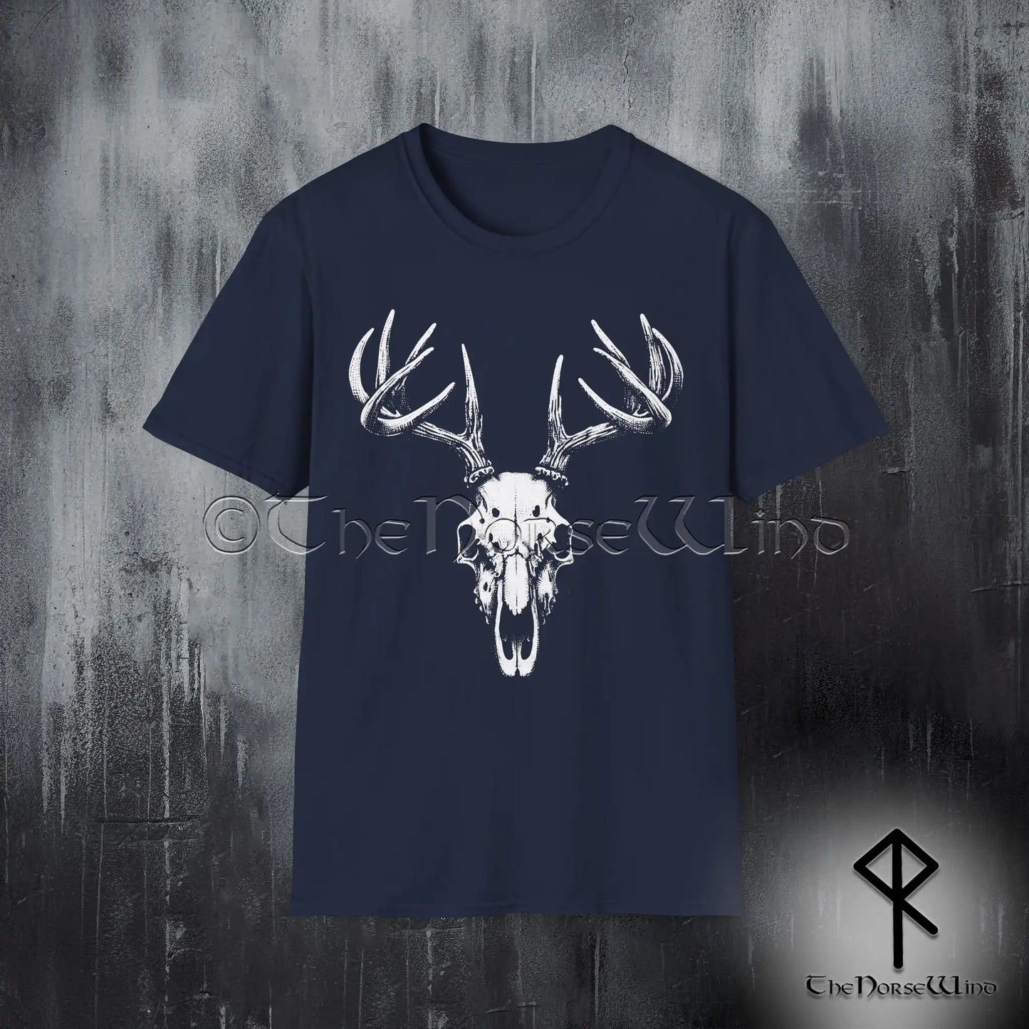 Gothic Deer Skull T-Shirt – Wendigo Horror Stag Antlers Tee