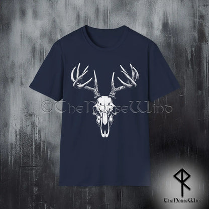 Gothic Deer Skull T-Shirt – Wendigo Horror Stag Antlers Tee