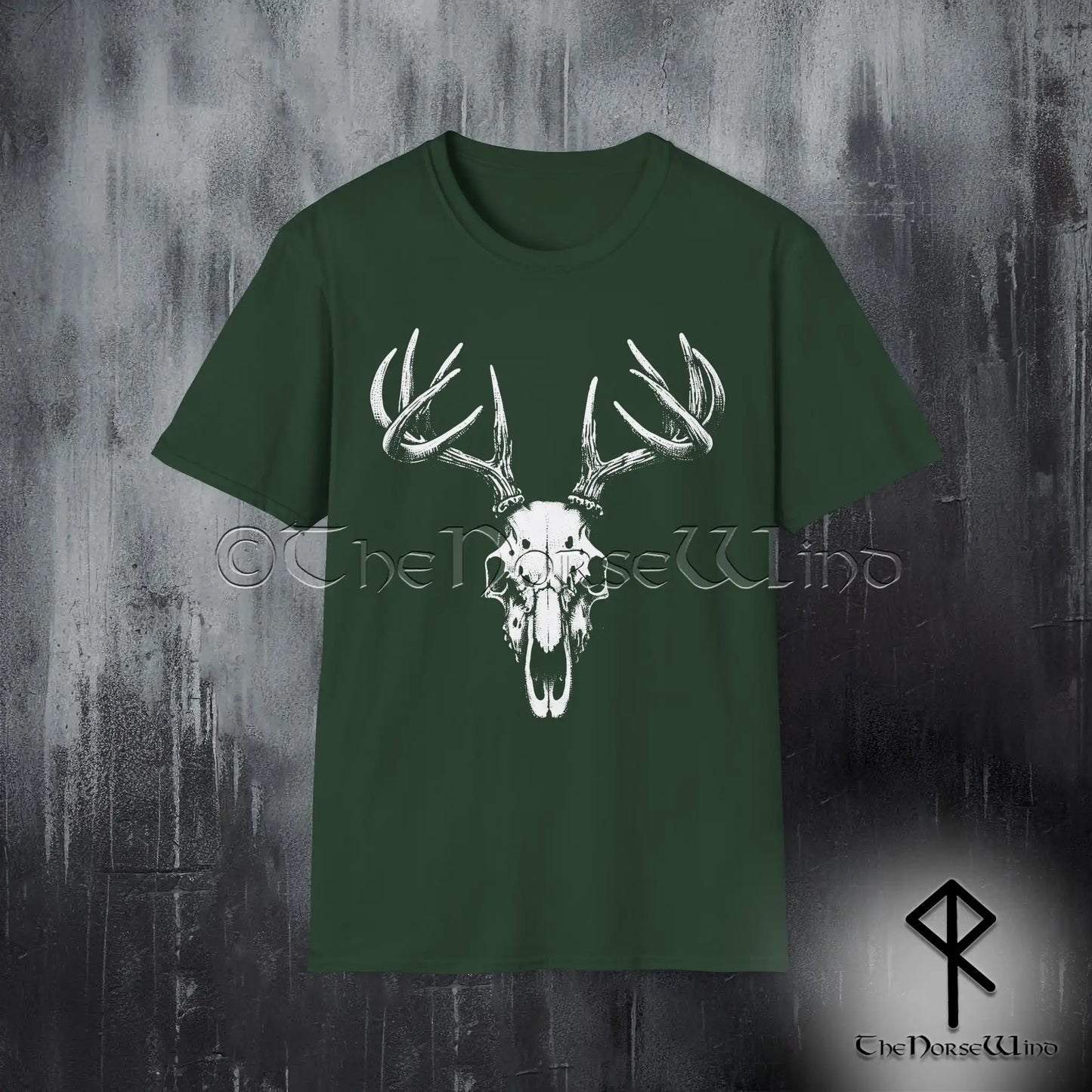 Gothic Deer Skull T-Shirt – Wendigo Horror Stag Antlers Tee