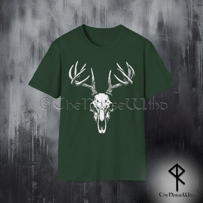 Gothic Deer Skull T-Shirt – Wendigo Horror Stag Antlers Tee