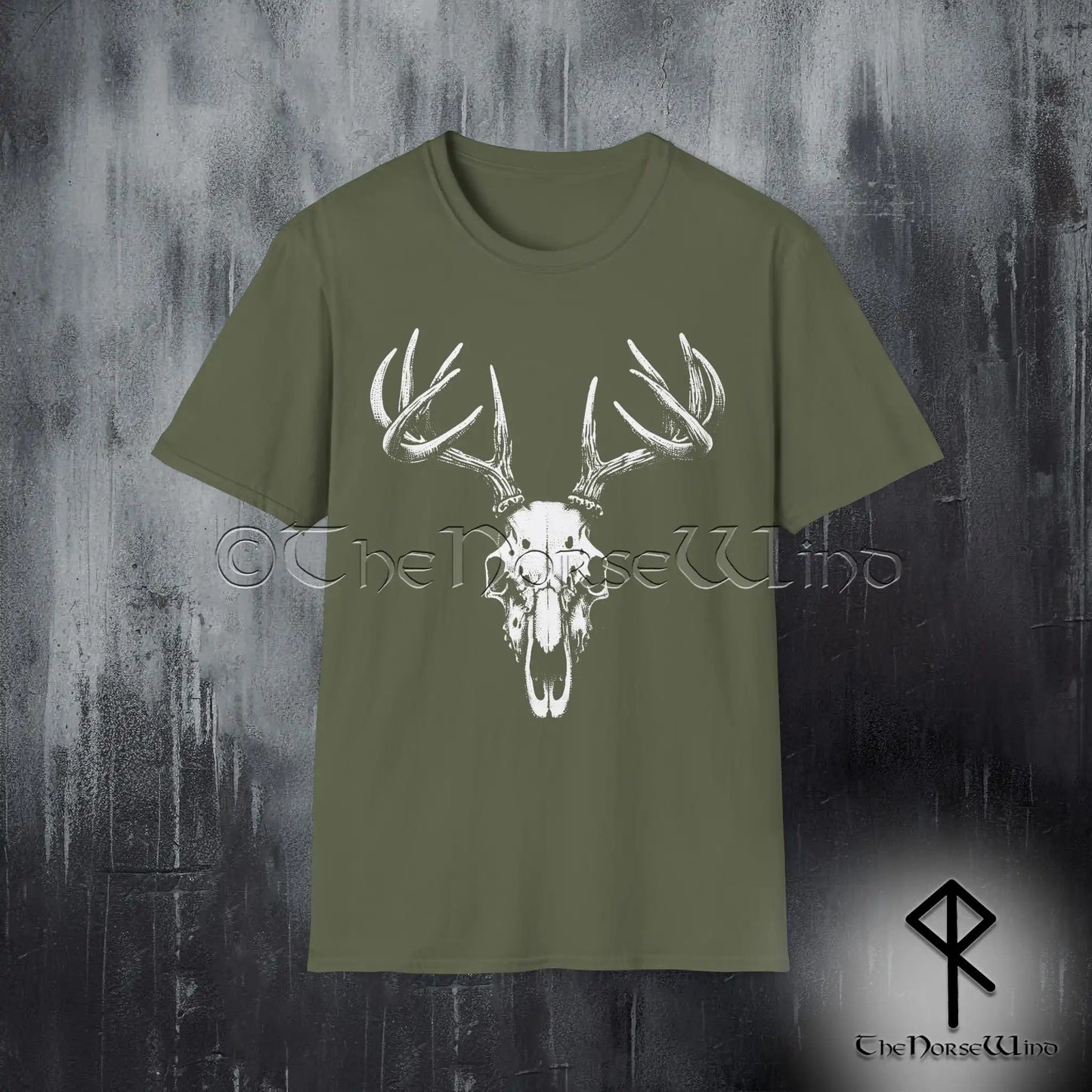 Gothic Deer Skull T-Shirt – Wendigo Horror Stag Antlers Tee