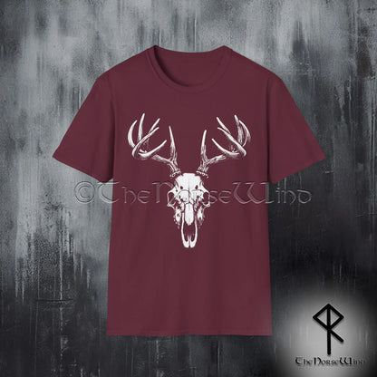 Gothic Deer Skull T-Shirt – Wendigo Horror Stag Antlers Tee