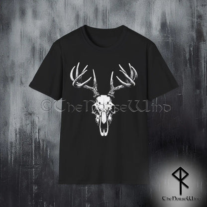 Gothic Deer Skull T-Shirt – Wendigo Horror Stag Antlers Tee
