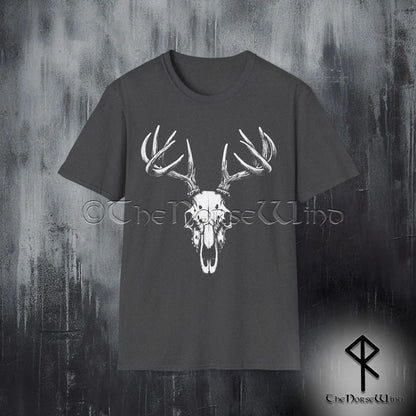 Gothic Deer Skull T-Shirt – Wendigo Horror Stag Antlers Tee