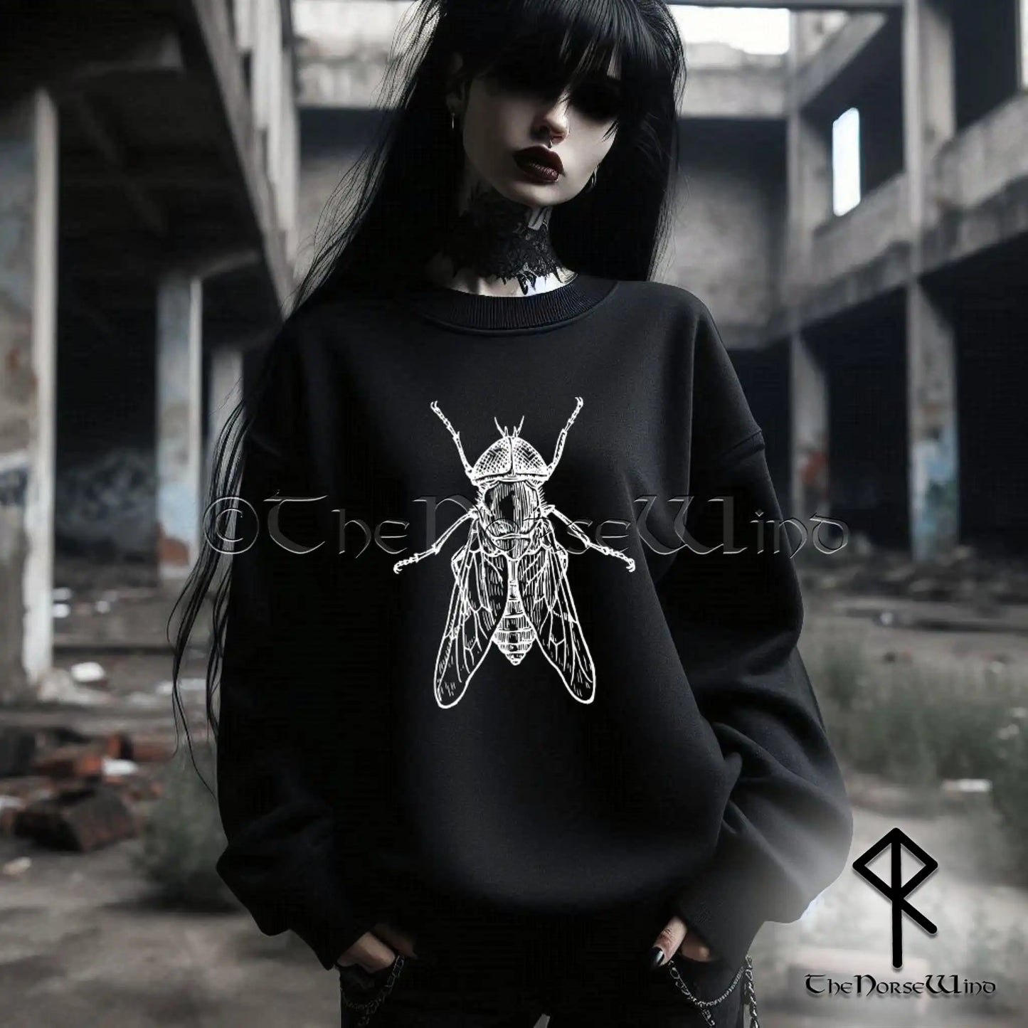 Weird Housefly Sweatshirt – Crust Punk Goth Pullover