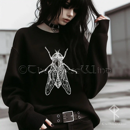 Weird Housefly Sweatshirt – Crust Punk Goth Pullover