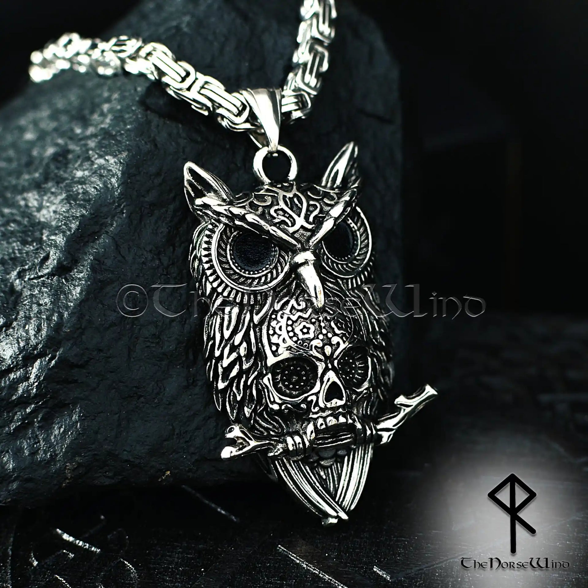 VTG JPG Owl Necklace w/ Skull Ring Silver Owl Skulls - Etsy