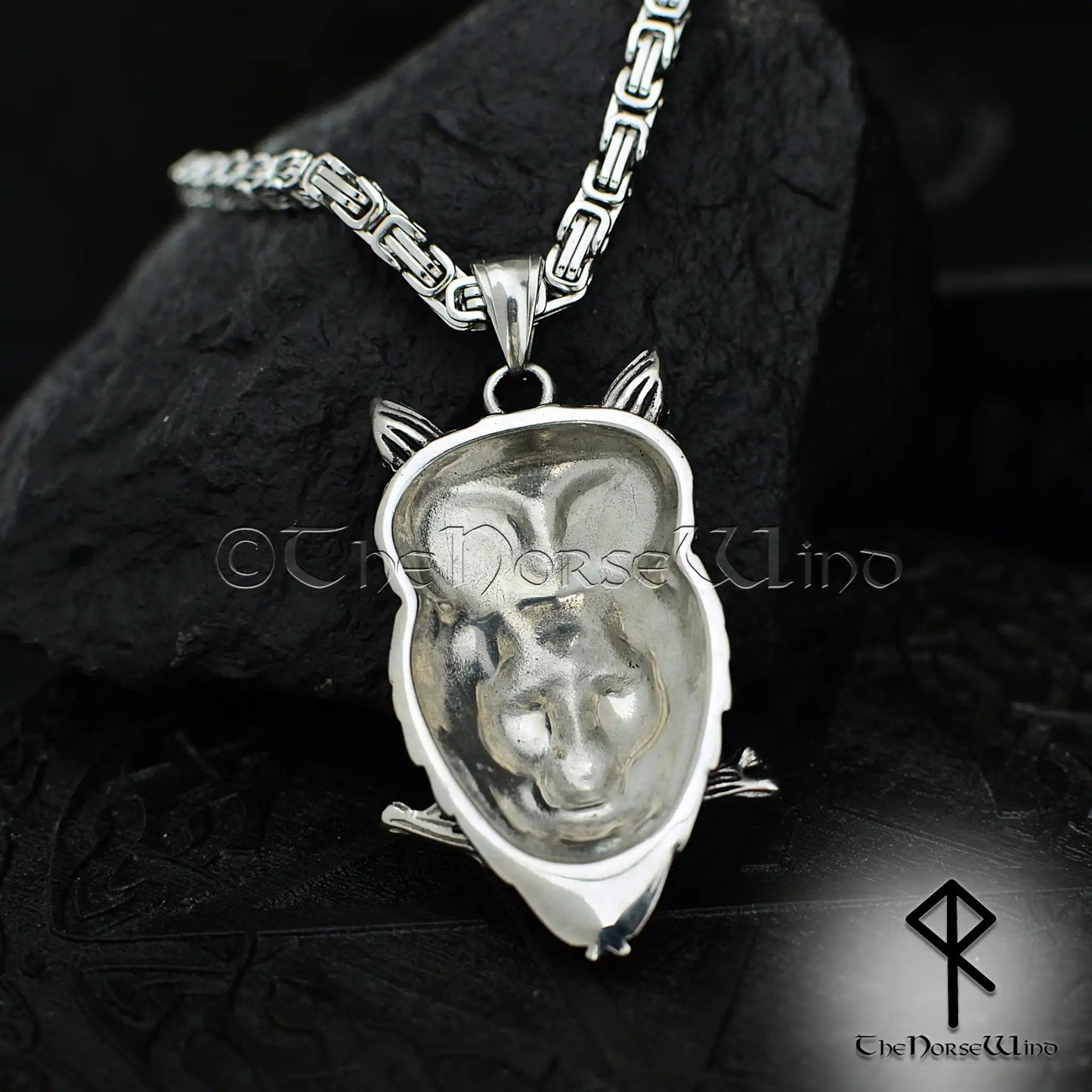 Gothic Owl Skull Necklace, Dark Occult Pendant, Stainless Steel