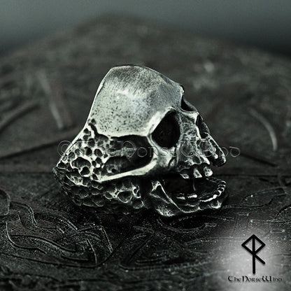 Skull Ring, Viking Draugr Gothic Skull Men's Ring, Solid Stainless Steel