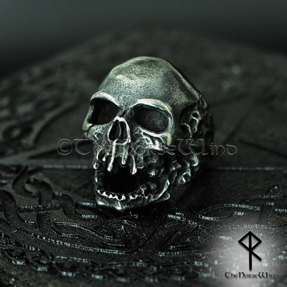 Skull Ring, Viking Draugr Gothic Skull Men's Ring, Solid Stainless Steel