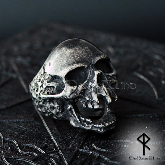 Gothic Skull Ring – Gunmetal Stainless Steel | Massive Horror Skull Biker Ring