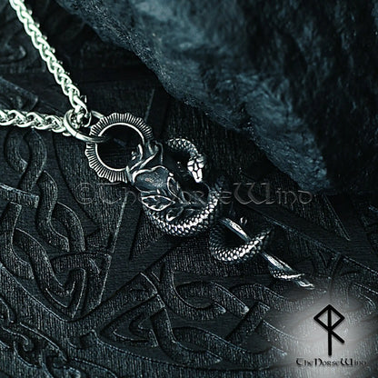 Gothic Snake Rose Necklace – Stainless Steel Serpent & Rose Pendant